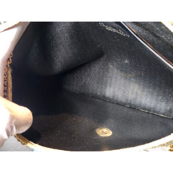 Christian Dior Vintage Trotter Chain Shoulder Bag Gold and Black NYE - Picture 15 of 15